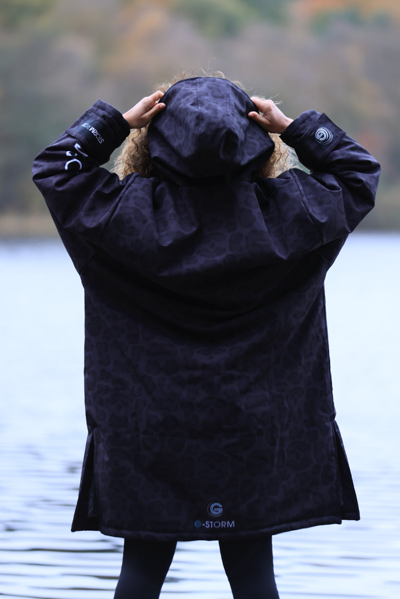 Black Leopard Print Storm Robe